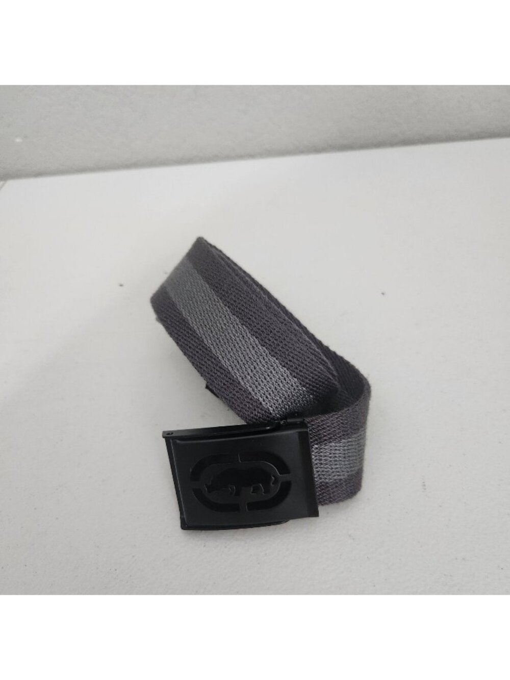 Gray & Black Belt With Rhino Buckle Durable Elastic Material 50 Inches Long